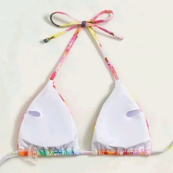 Triangle bikini swimsuit.  with front lace. Size S. - Picture 9 of 16